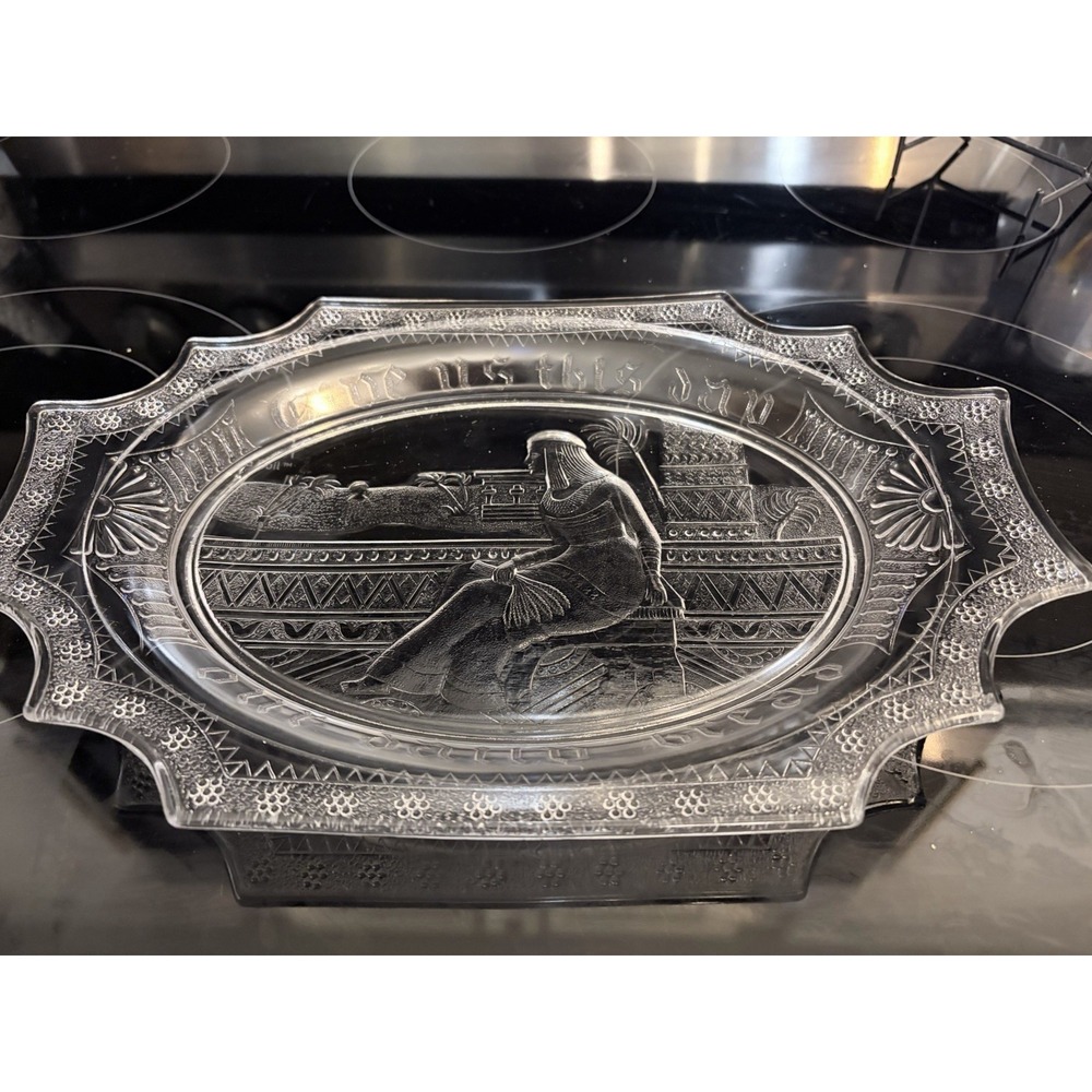 Antique EAPG Cleopatra Bread Platter Adams & Co 50 Sphinx Egyptian Revival 1882